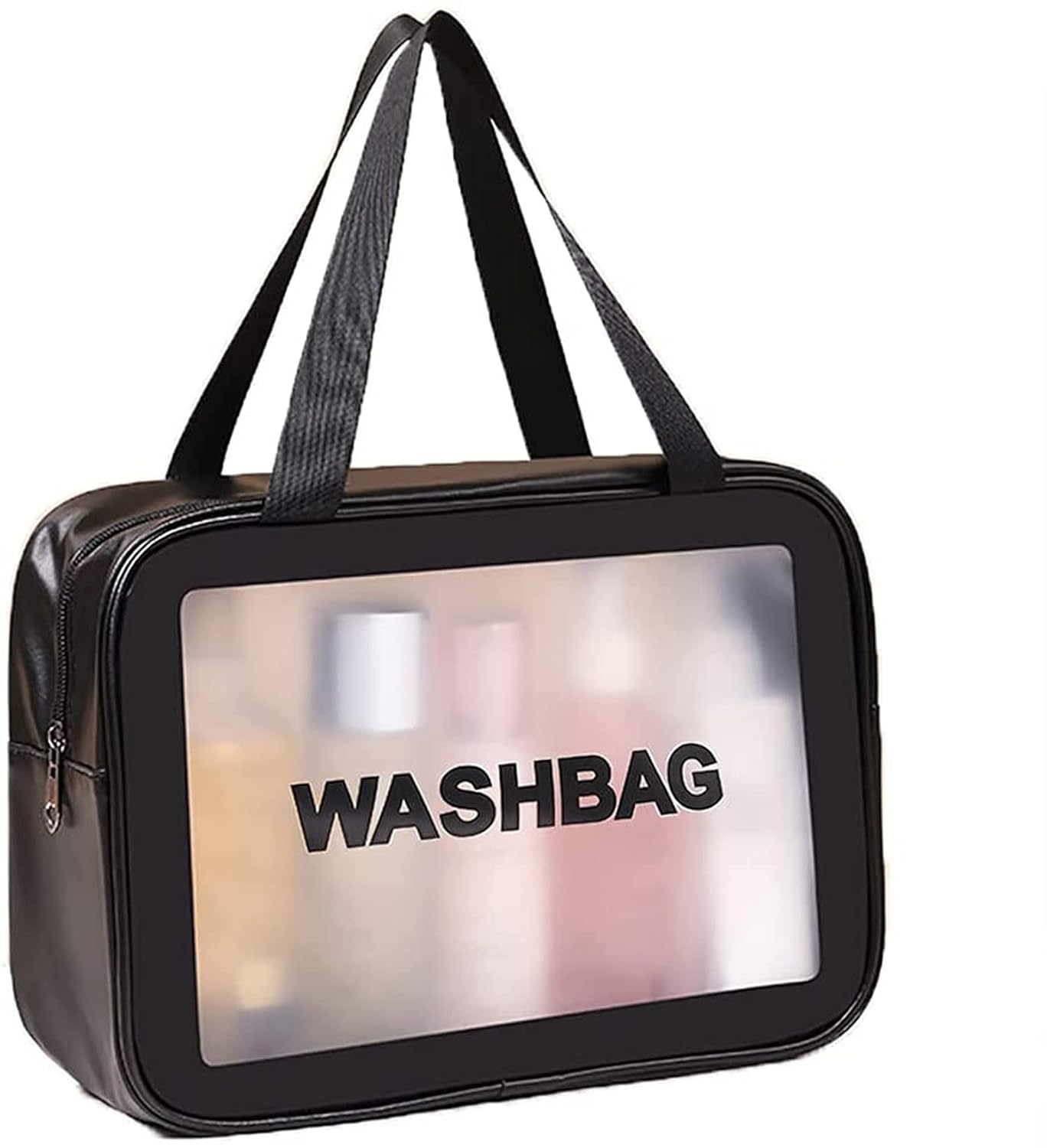 deevudi Clear Toiletry Bag, Wash Make Up Bag PVC Waterproof Zippered Cosmetic Bag, Portable Carry Pouch for Women Men (Set of 3 Bag Black)